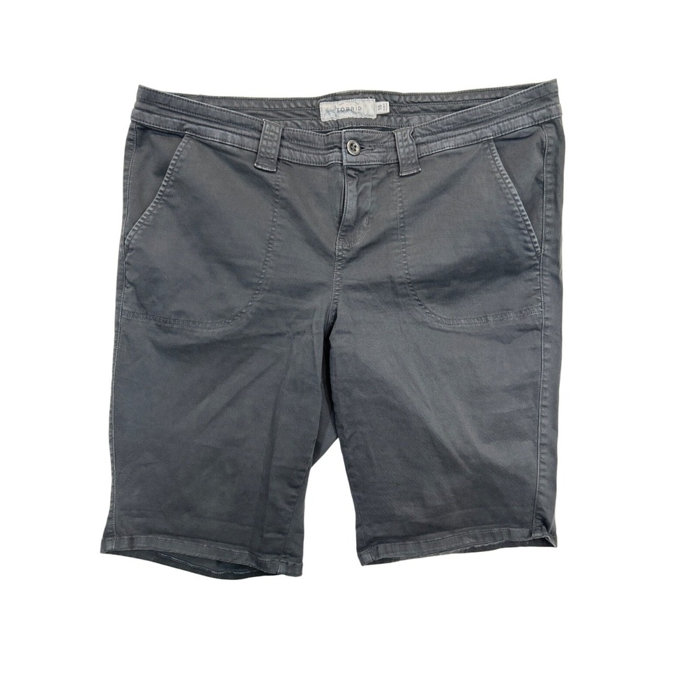 Torrid Shorts Womens 16 Plus Gray Bermuda Flat Front‎ Canvas